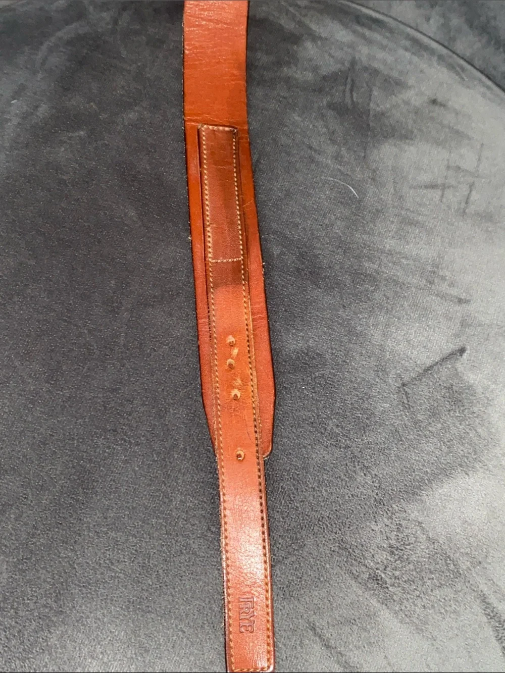 Vintage FRYE Leather Belt Made in USA 26 Brown British Tan Brass Buckle 62065